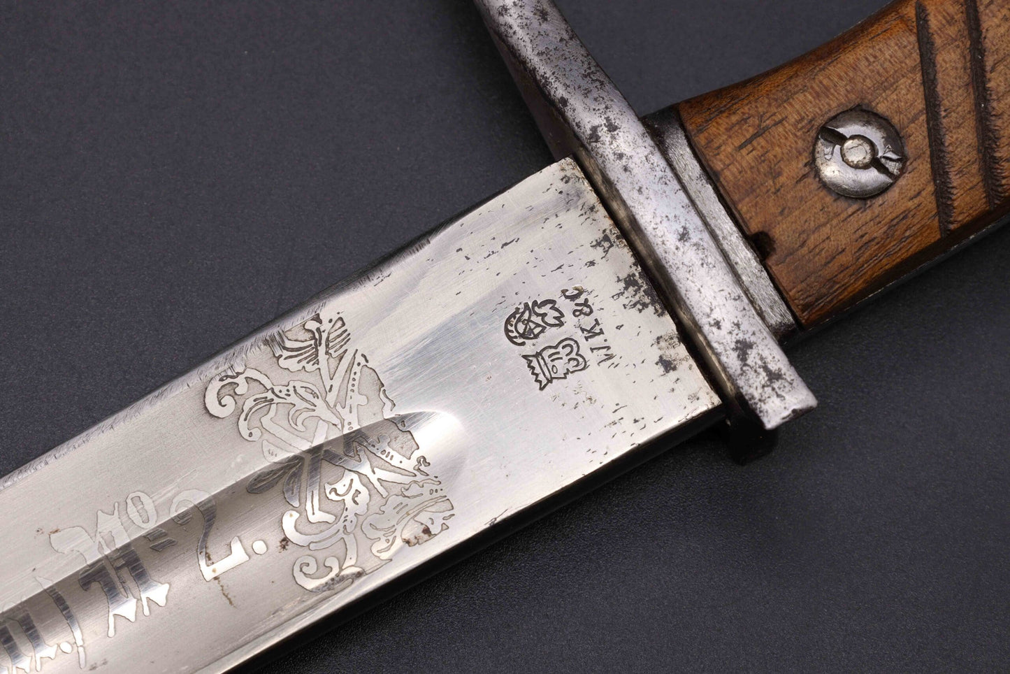 Rare Double Etched WW1 Butcher Bayonet by WKC