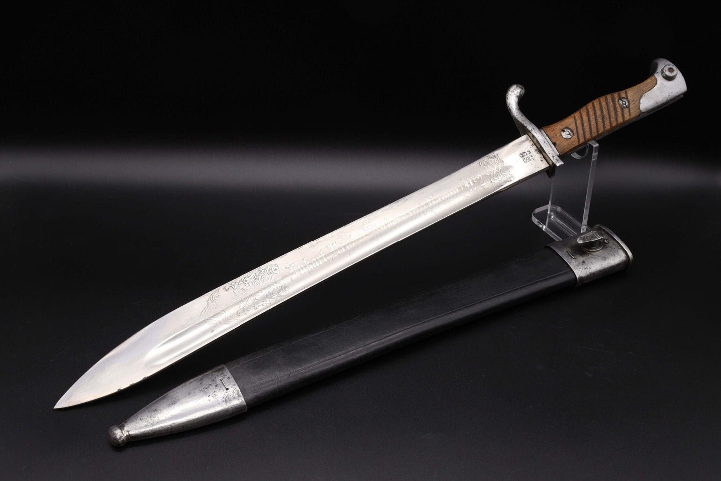 Rare Double Etched WW1 Butcher Bayonet by WKC